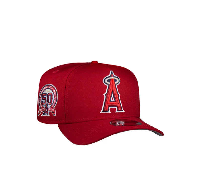 baseball hat heart -  Anaheim Angels All Red 950 AFrame 50Th Snap Back