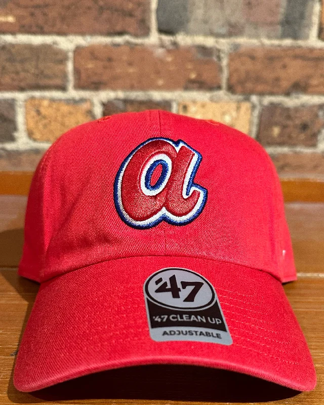 baseball hat bend -  Atlanta Braves Little a Clean Up Hat - 47 Brand (red)