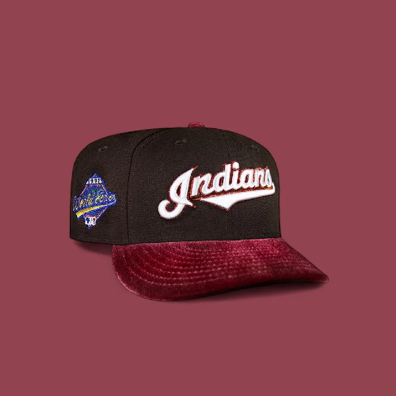 baseball hat someone -  Cleveland Indians Dark Brown and Red Velvet Script 97 WS