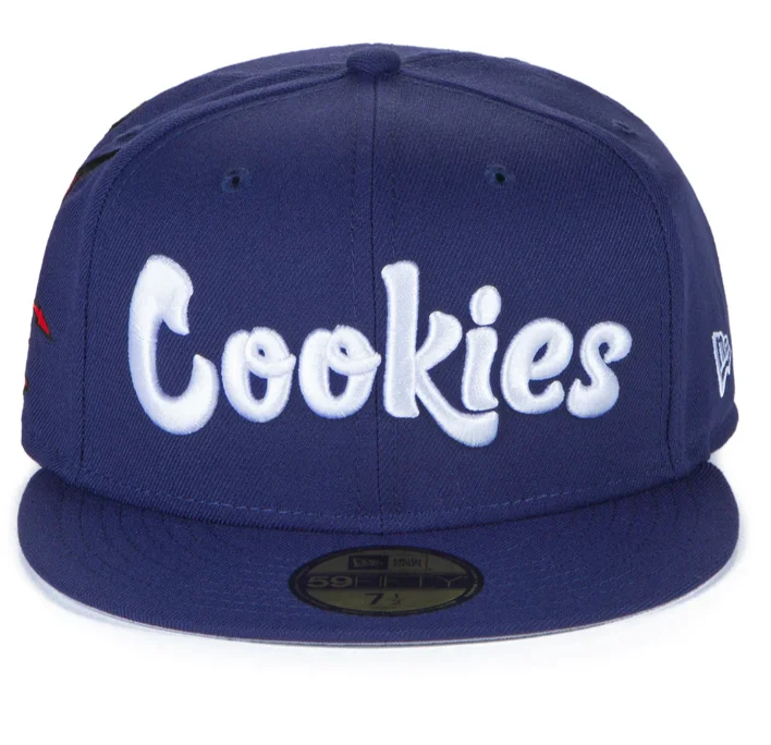 baseball hat rock -  COOKIES X NEW ERA FITTED NAVY BLUE