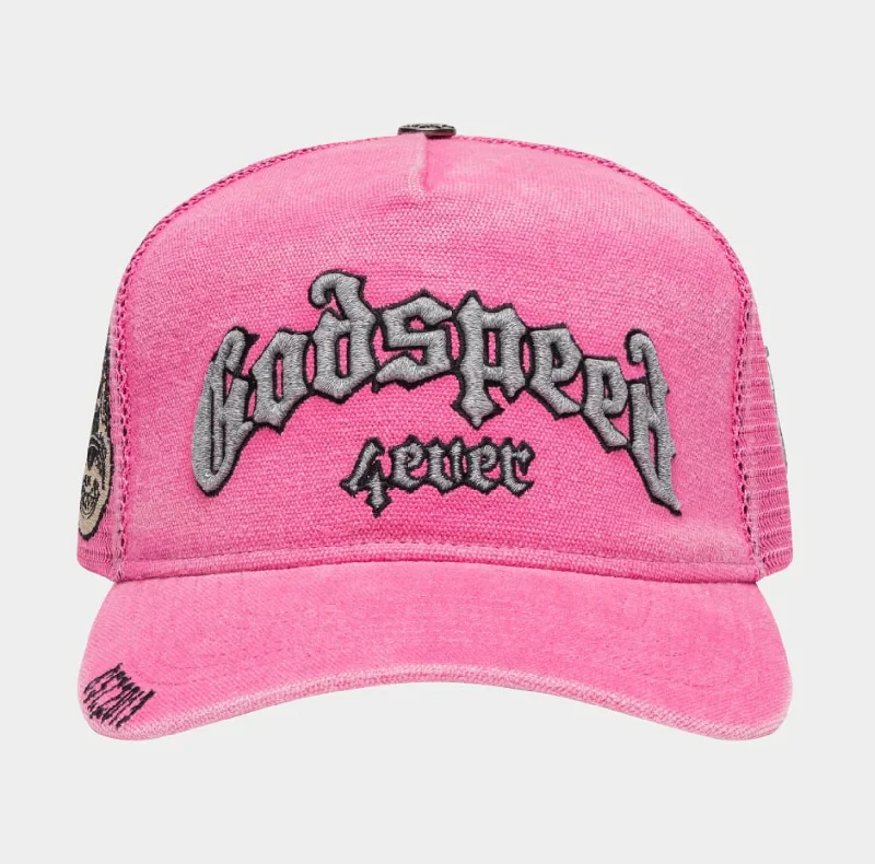 baseball hat life -  God Speed Forever Pink Trucker Hat (Fuchsia Washed)