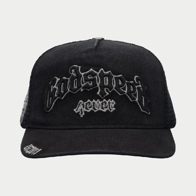 baseball hat moon -  GODSPEED FOREVER TRUCKER HAT (VINTAGE BLACK)