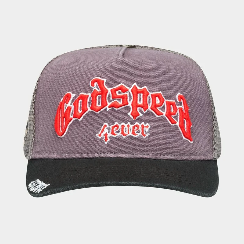 baseball hat story -  GodSpeed Forever Trucker Hat (Grey/Red)