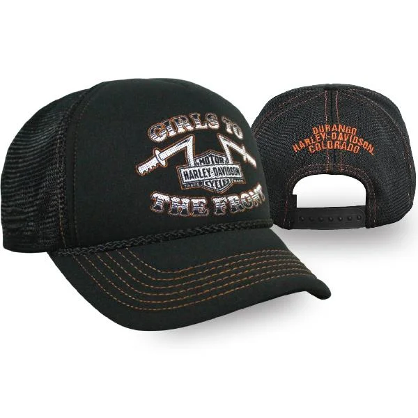 baseball hat turn -  Harley-Davidson® Ladies - Girls To The Front Trucker Hat - BCC28130