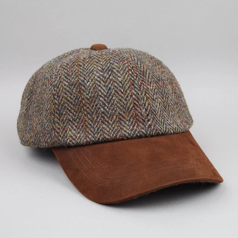 baseball hat tribe -  Harris Tweed Baseball Hat in green/brown herringbone