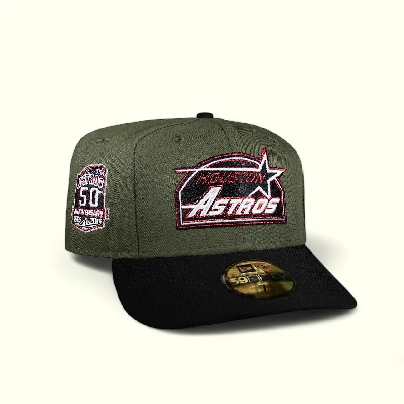 baseball hat moon -  Houston Astros Olive and Black 50th Burgundy Outline