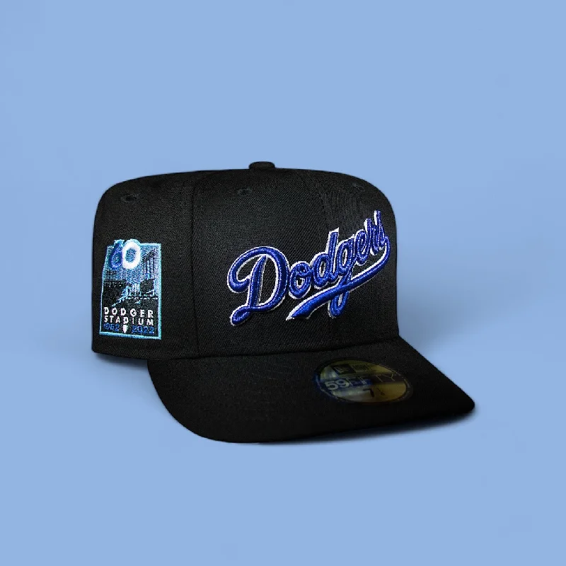 baseball hat shape -  Los Angeles Dodgers All Black Script Logo 60Th