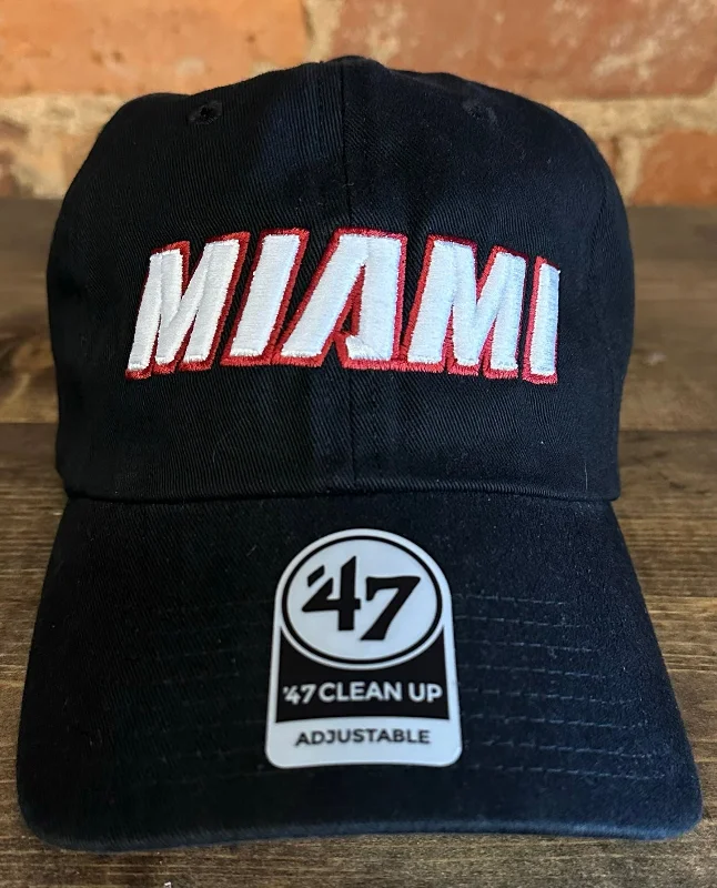 baseball hat flair -  Miami Heat Clean Up Hat - 47’ Brand