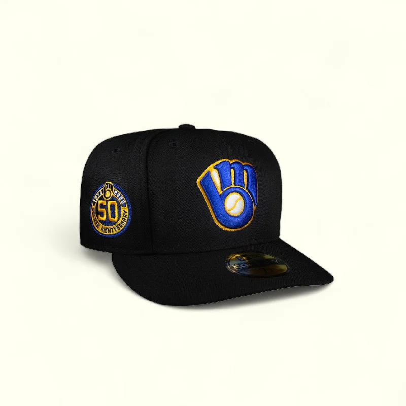 baseball hat all -  Milwaukee Brewers All Black 50Th Anniversary