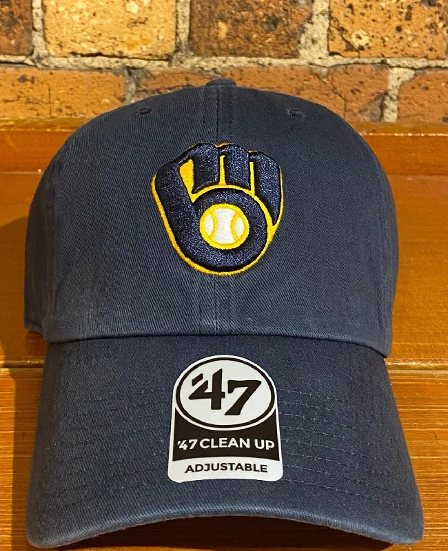 baseball hat honor -  Milwaukee Brewers Glove Logo Clean Up Hat - 47 Brand