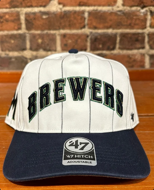 baseball hat light -  Milwaukee Brewers Pinstripe Snapback Hat - 47 Brand