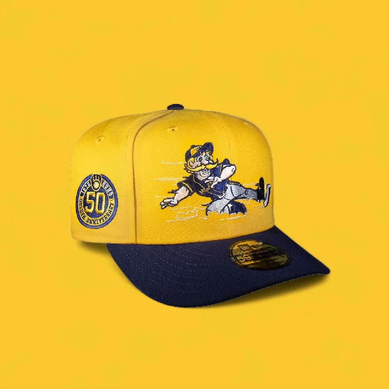 baseball hat one -  Milwaukee Brewers Slider Yellow and Navy 50Th Anniversary