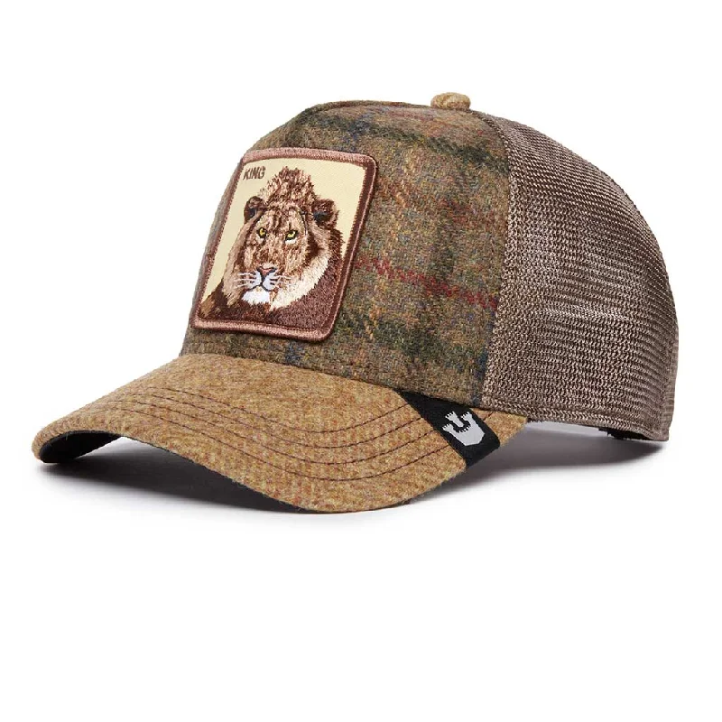 baseball hat anyone -  Moon Lion Plaid Trucker Hat