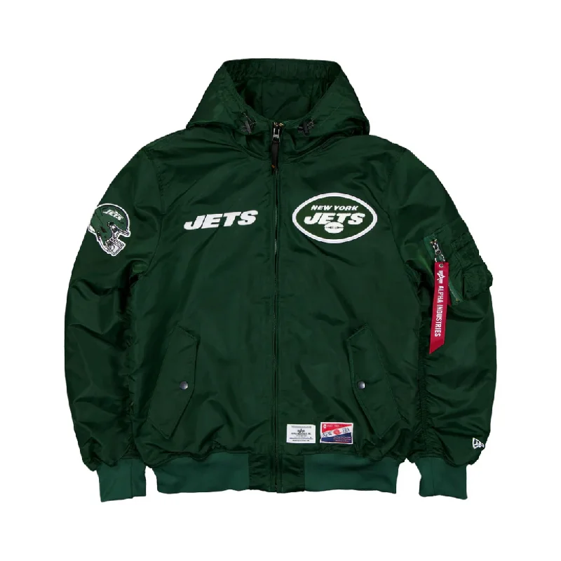 baseball hat ride -  New York Jets Green Bomber Jacket New Era X Alpha Industries