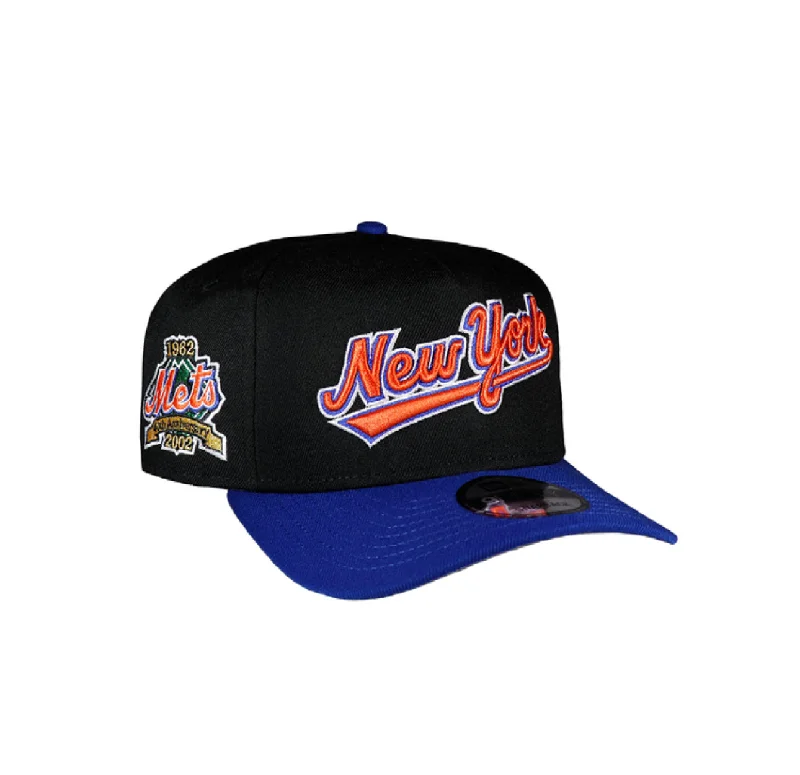 baseball hat friends -  New York Mets Black & Royal 950 AFrame 40Th Snap Back