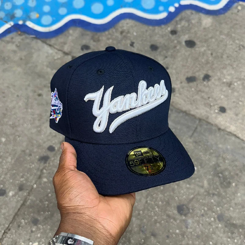 baseball hat world -  New York Yankees All Navy Blue w/ Script Logo 1998 WS