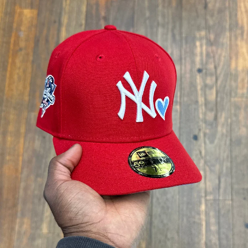 baseball hat honor -  New York Yankees All Red Sky Blue Heart 2000 World Series