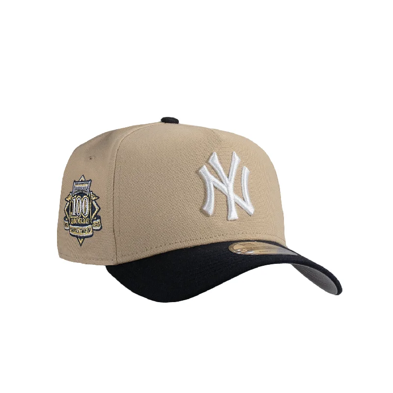 baseball hat grace -  New York Yankees Camel & Navy 940 A-Frame Snap Back 100 Years