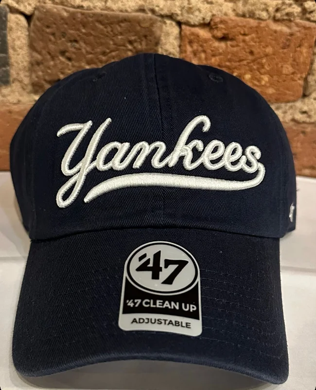 baseball hat all -  New York Yankees Script Clean Up Hat - 47 Brand