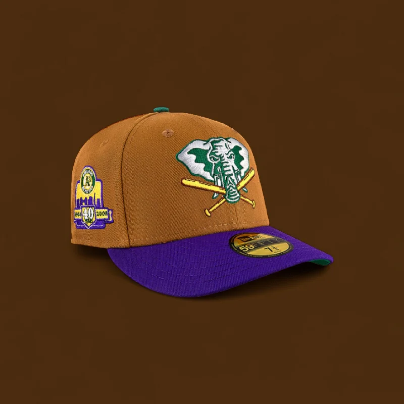 baseball hat breathe -  Oakland Athletics Wheat & Purple Stomper Logo 40 Years