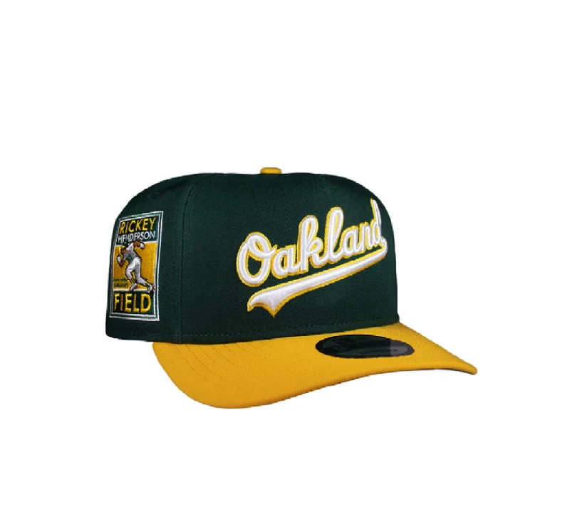 baseball hat shape -  Oakland Athletics Green & Yellow 950 AFrame RHF Snap Back