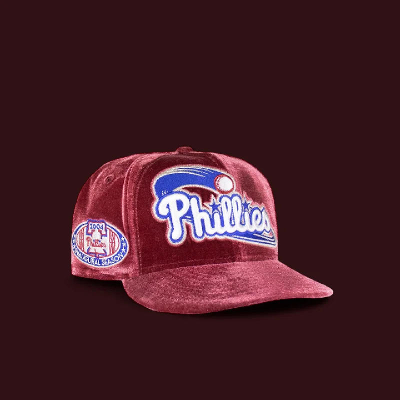 baseball hat form -  Philadelphia Phillies All Cardinal Red Velvet 2004 Inaugural Season