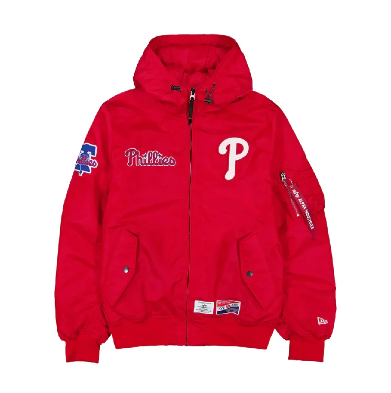 baseball hat surge -  Philadelphia Phillies Red Bomber Jacket New Era X Alpha Industries