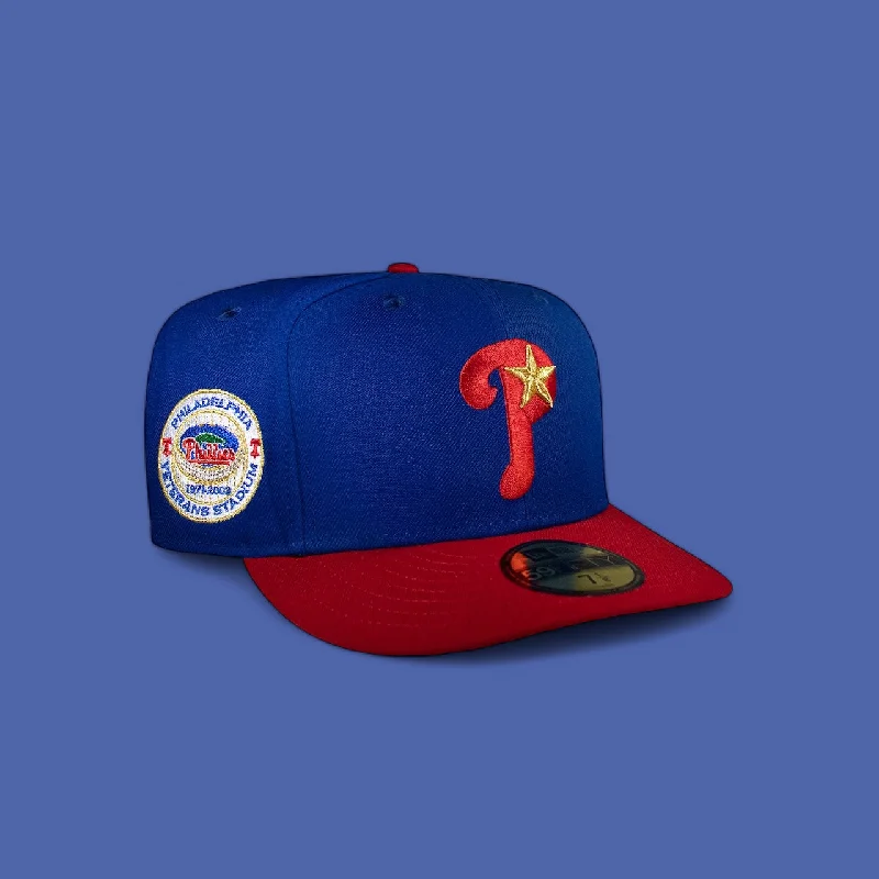 baseball hat move -  Philadelphia Phillies Royal Blue and Red Gold Star Vet Stadium