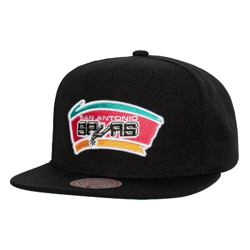 baseball hat them -  San Antonio Spurs Black Top Spot Snapback HWC