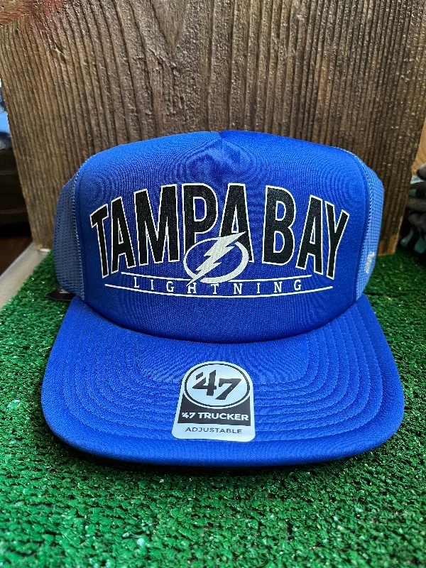 baseball hat reach -  Tampa Bay Lightning Backhaul Trucker Hat - 47 Brand