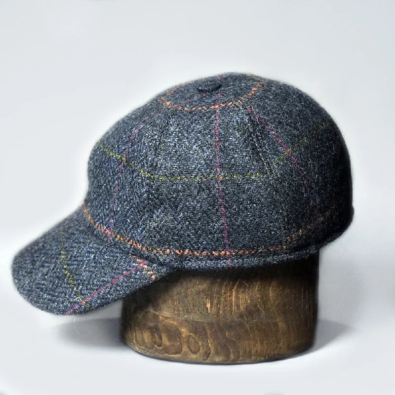 baseball hat drive -  Tweed baseball hat with ear warmers in navy windowpane