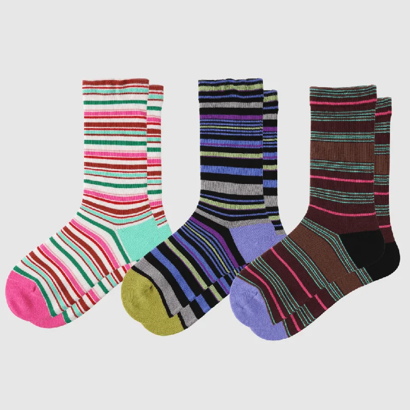 sock inventory hiking -  3-Pack Women's Colorful Striped Crew Socks