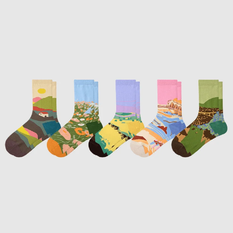 sock refunds custom -  5-Pack Women's Landscape Crew Socks