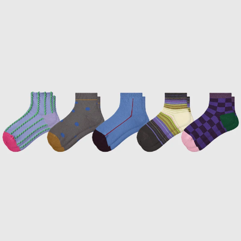 sock stock hiking -  5-Pack Women's Geometric Ankle Socks