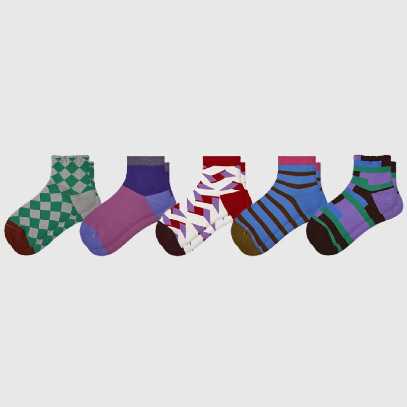 sock shipping hiking -  5-Pack Women's Geometric Ankle Socks