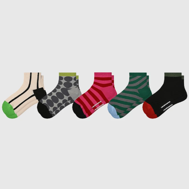 sock selection running -  5-Pack Women's Geometric Ankle Socks