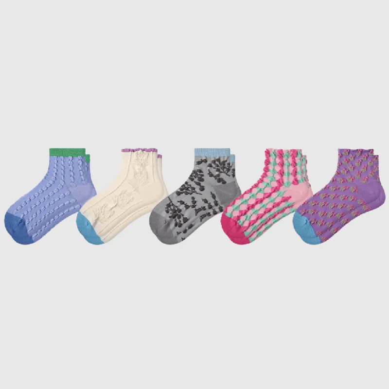 sock styles thermal -  5-Pack Women's Spring Floral Ankle Socks