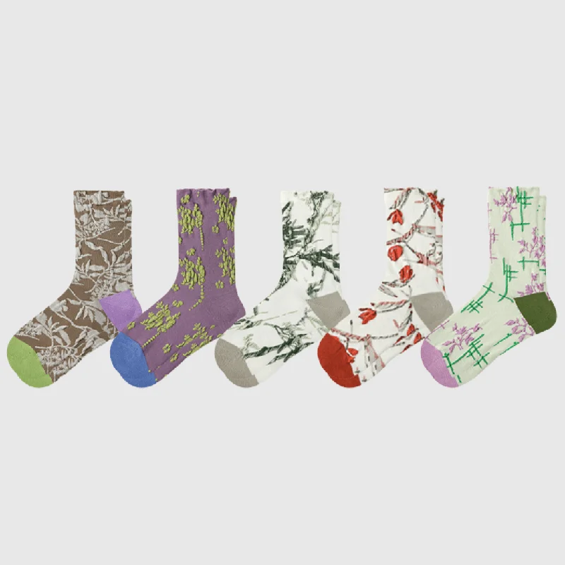 sock quality thermal -  5-Pack Women's Spring Floral Crew Socks