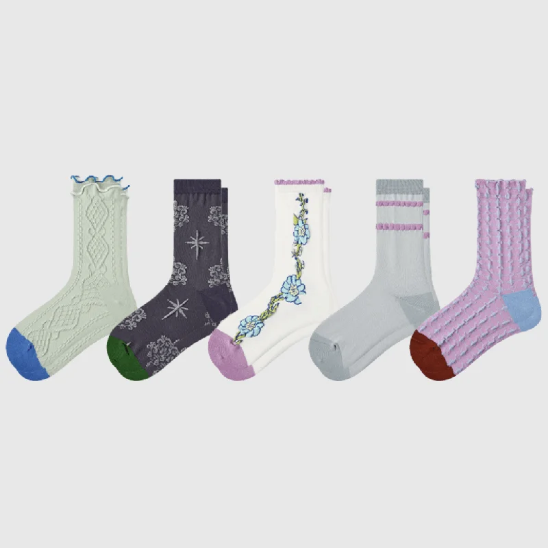 sock packaging thermal -  5-Pack Women's Spring Floral Crew Socks