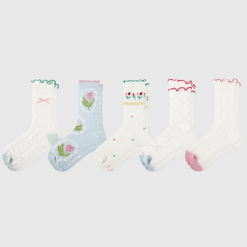 sock collections thermal -  5-Pack Women's Spring Floral Sheer Socks