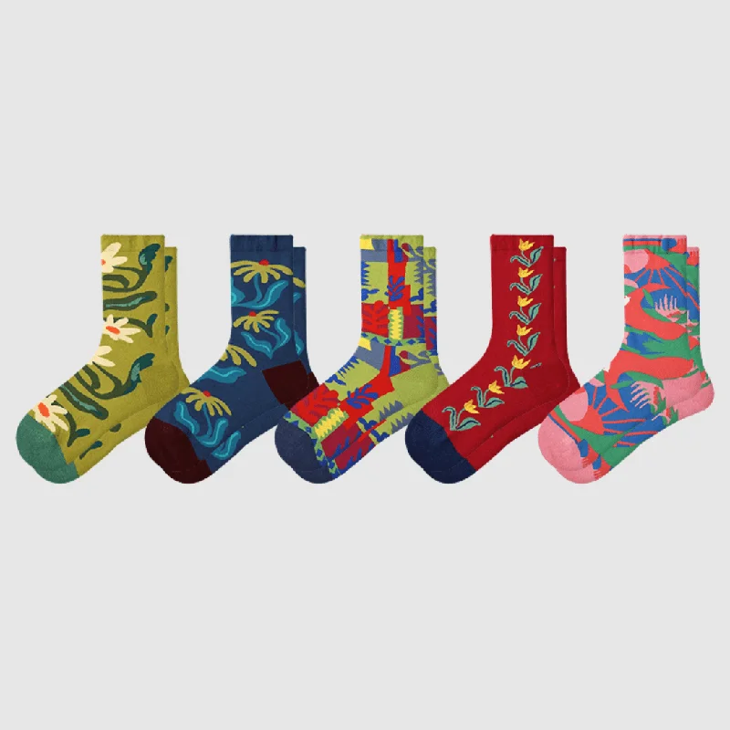 sock promotions thermal -  5-Pack Women's Floral Crew Socks