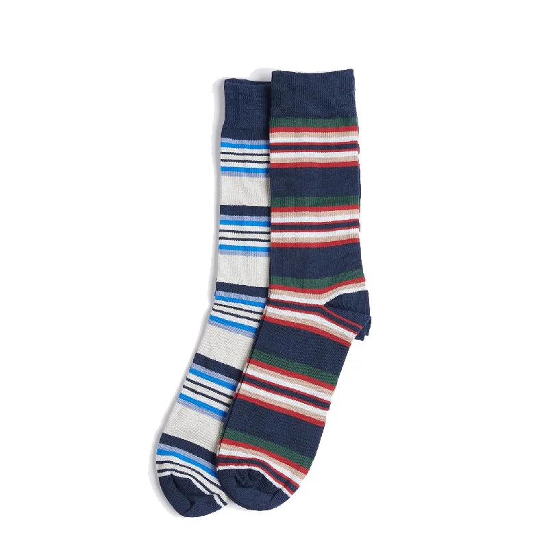 sock sizes thermal -  Barbour Summer Stripe 2 Pack Socks Navy Mix