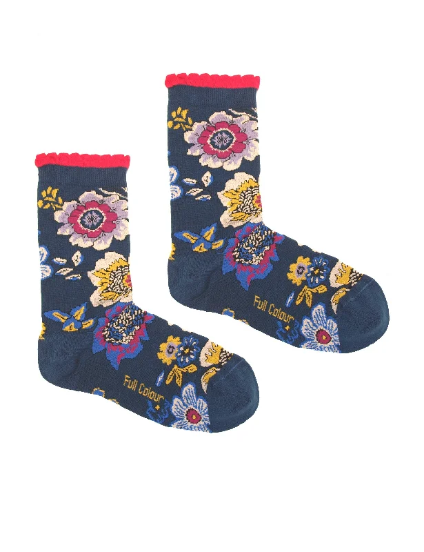 sock brands custom -  Full Colour - BLUE ZINNIA SOCKS