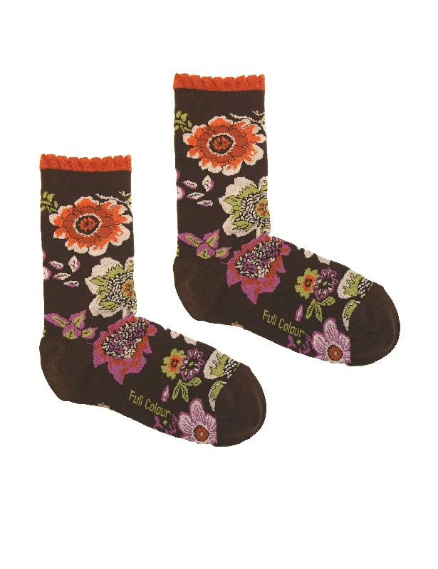 sock prices custom -  Full Colour - BROWN ZINNIA SOCKS