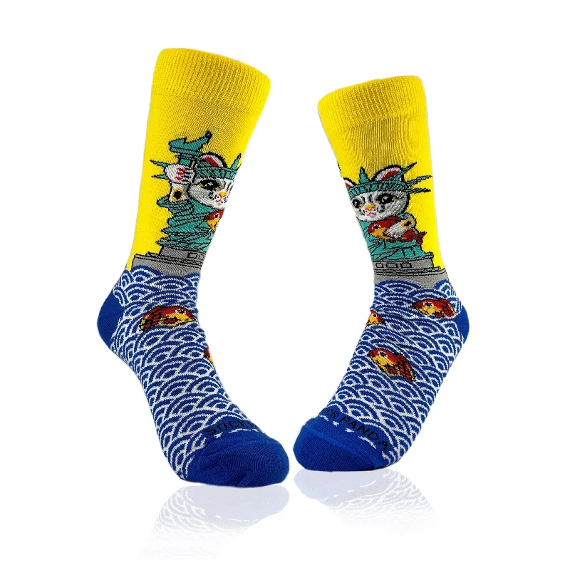 sock variety custom -  Sock Panda - Cat Statue of Liberty Socks (Adult Small)