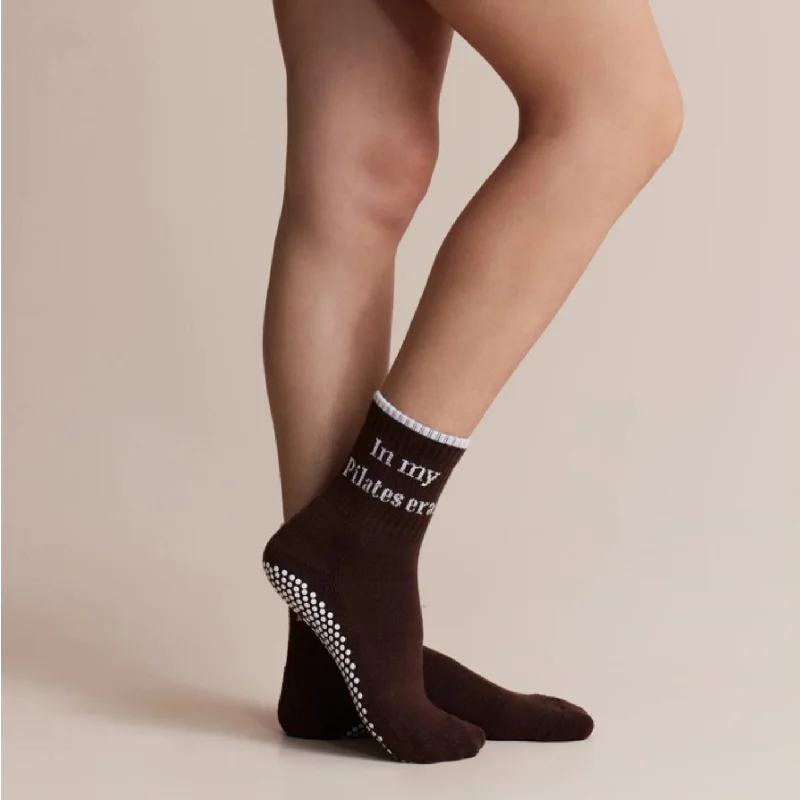 sock refunds thermal -  In My Pilates Era Grip Sock - Chocolate (Barre / Pilates)