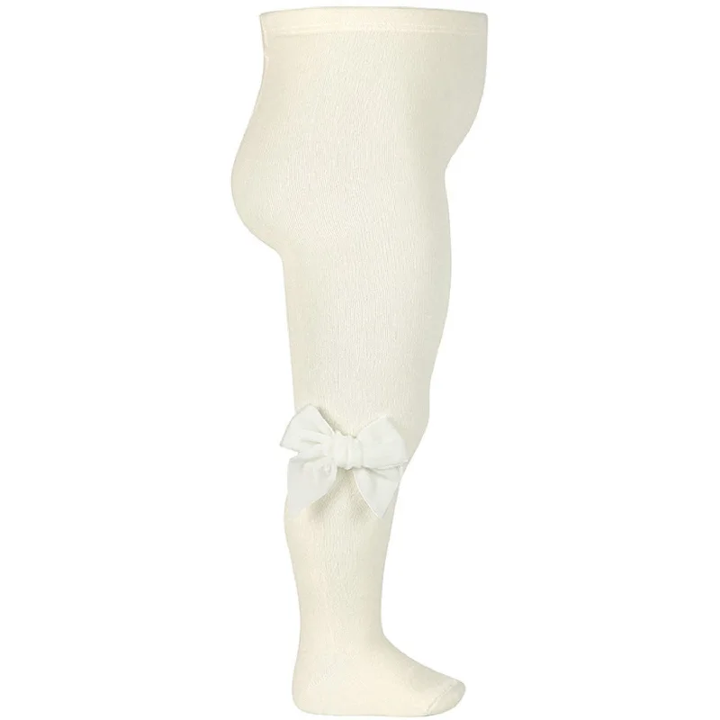 sock discounts running -  Cóndor Off-White Cotton Tights w. Bow