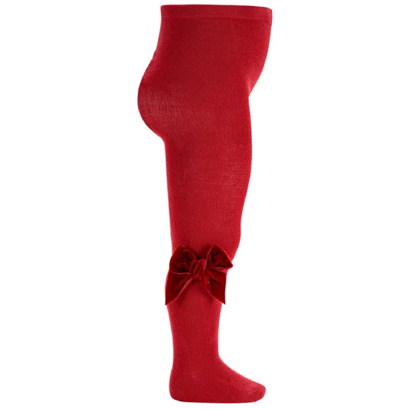 sock collections running -  Cóndor Warm Red Cotton Tights w. Bow