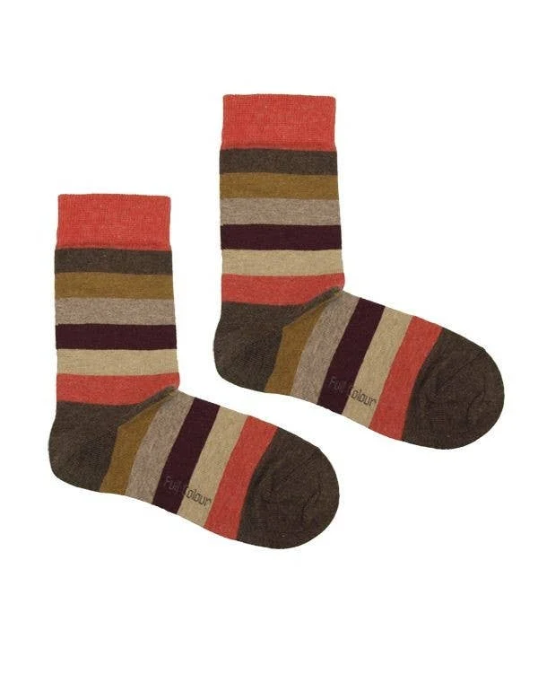 sock sets running -  Full Colour - CORAL MELANGE STRIPED SOCKS