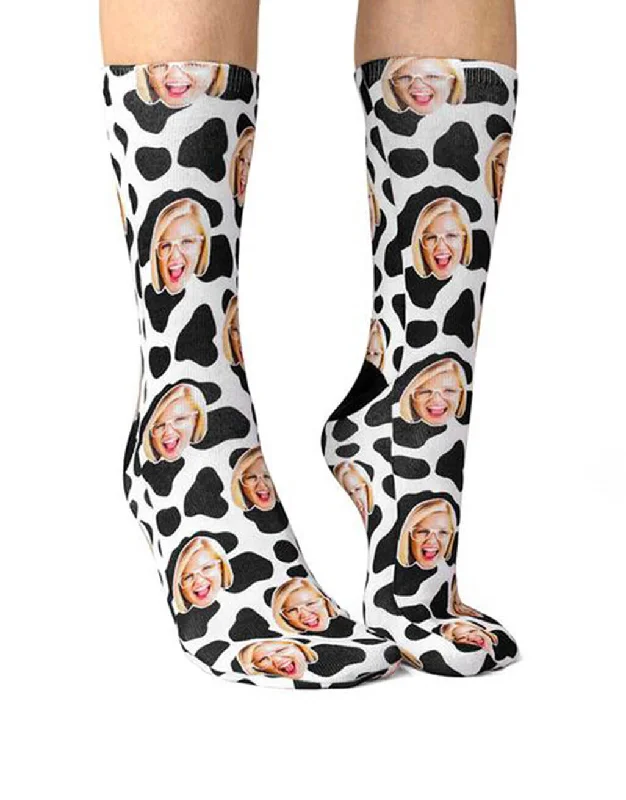 sock prices running -  Cow Print Face Socks